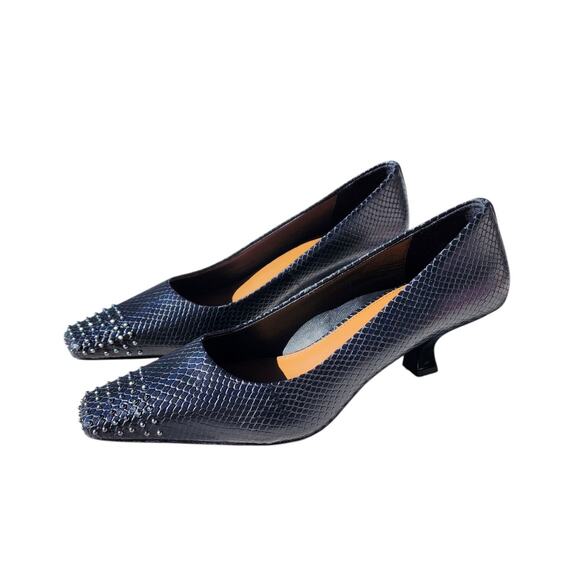Donald Pliner CRISTINE Studded Snakeskin Kitten Heel Pumps 10 - Picture 10 of 12
